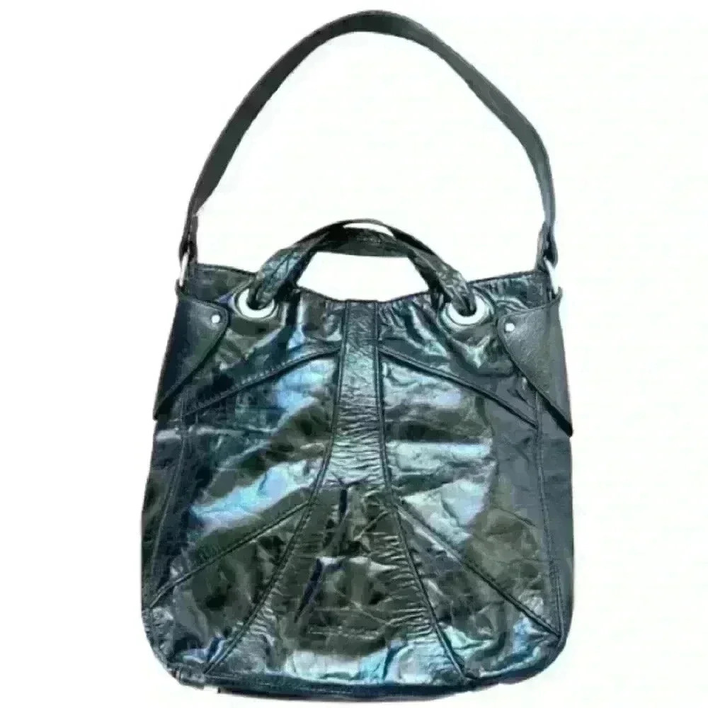 HUSH PUPPIES BLACK VINYL LEATHER SHOULDER BAG HAND  BAG